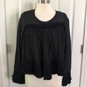 Zucca Crochet Embroidered Long Sleeve Swing Blouse 100% Cotton Top Size Small